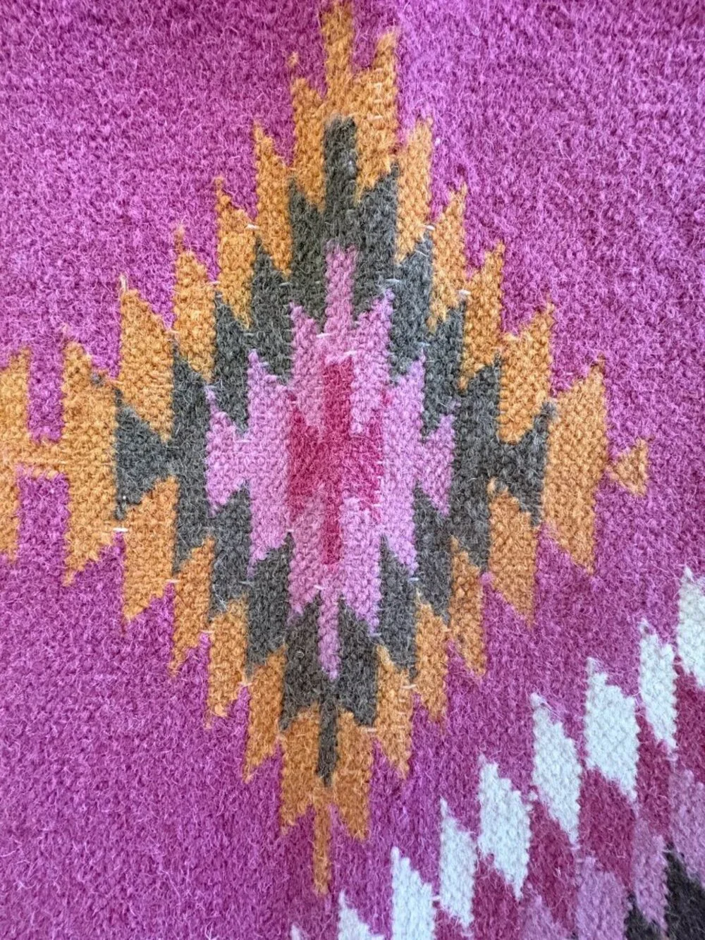 Native Southwestern Pink Handwoven Wool Pillow Covers Boho Diamond Pattern 2